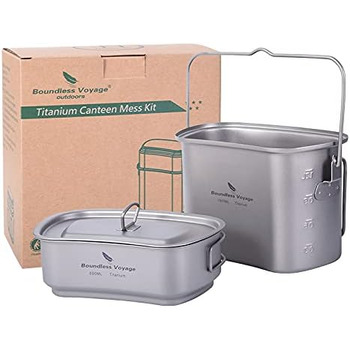 Титановий посуд для кемпінгу 600 та 1500 мл iBasingo