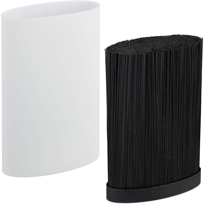 Ножовий блок овальний, відсік для ножів зі щетиною, 22 x 16,5 x 6,5 см, білий Relaxdays