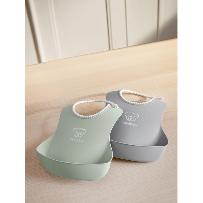 Слюнявчики для дітей 2 предмети,  сірий, блідо-зелений BabyBjörn