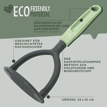 Товкачка для картоплі, сіро-зелена Ecolution Fackelmann