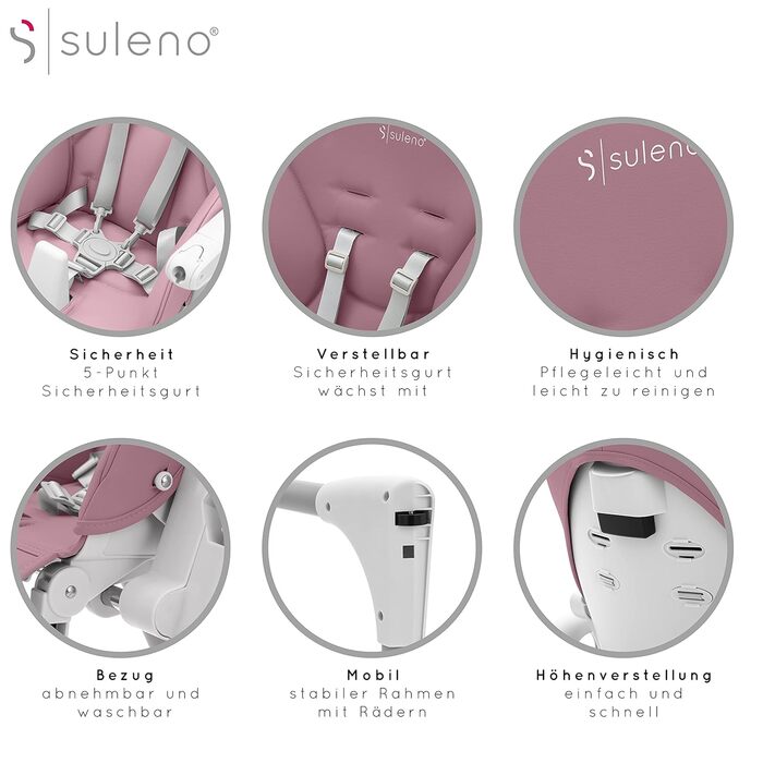 Дитячий стільчик для годування фіолетовий Suleno