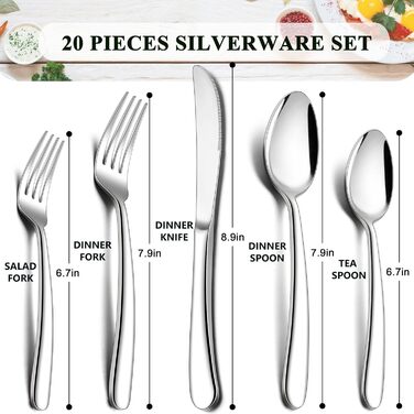 Набор столовых приборов из 20 предметов на 4 человека Herogo