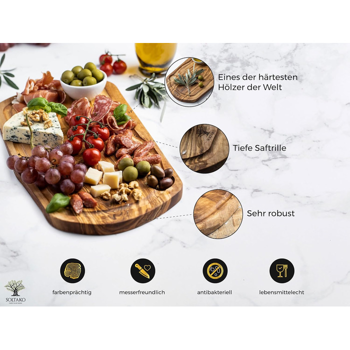 Дошка сервірувальні з оливкового дерева 43 х 20 х 2 см SOLTAKO