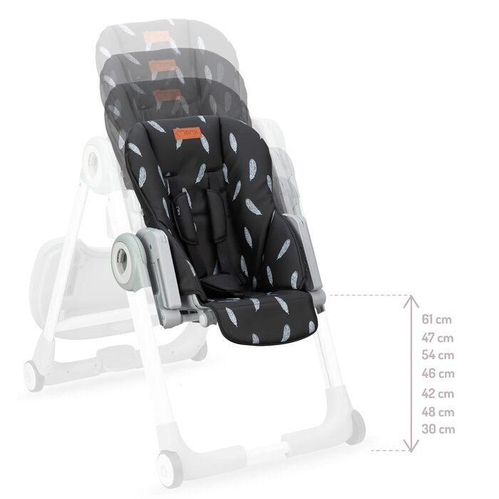 Дитячий стільчик для годування з 4 колесами та функцією гальма від 6 місяців чорний Momi