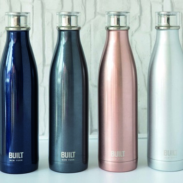 Пляшка металева Built, з подвійними стінками, синя, 740 мл