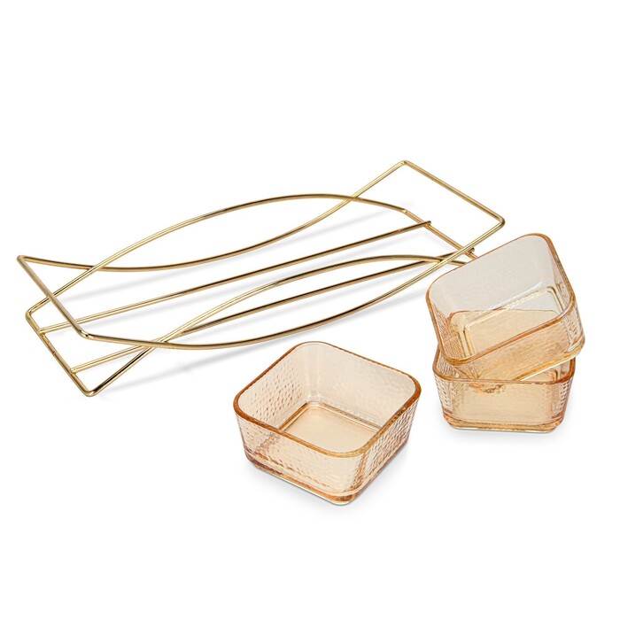 Менажниця на металевій підставці 3 секції по 280 мл 32 x 11,5 x 5,3 см Fissman