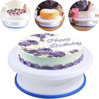 Подставка для торта 28 см поворотная, белая SIVFOTID