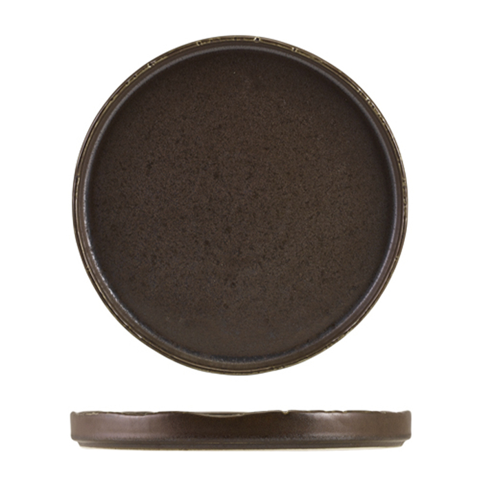 Презентаційна тарілка з бортиком 26*h 2 см, Terra Porcelain Roko Cinder Black, GenWare