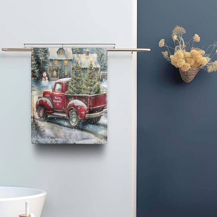 Різдвяні кухонні рушники Kwlegh, рушник для рук, різдвяна ялинка, цукерка-тростина, сніжинка, рушник для пальців, набір з 2 шт. , милий чоловічий банний рушник, високопоглинаючі рушники, 36 x (різдвяна вантажівка)