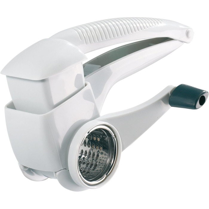 Барабанна терка/рубанок Westmark з 3 ріжучими барабанами та вбудованим поршнем, нержавіюча сталь/пластик, тріо, білий/антрацит, 11722260 одинарний