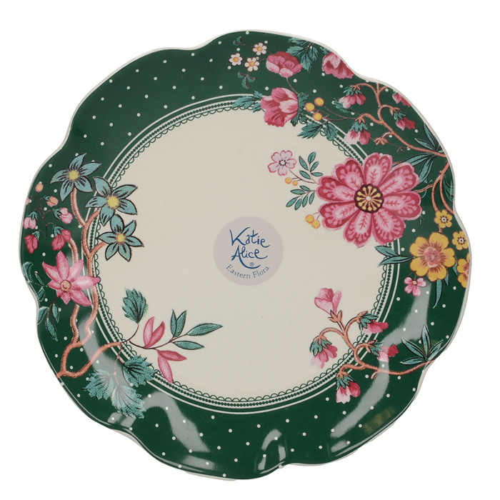 Тарілка для канапе CreativeTops EASTERN FLORA зелена, кераміка, діам. 17 см