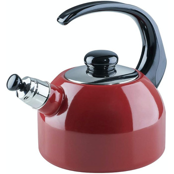 Чайник для флейты Plus, CLASSIC - ЦВЕТ КРАСНЫЙ, диаметр 18 см, высота 21,7 см, обем 2 литра, эмаль, эмалирован в 3 раза, красный/черный, индукционный 21,7 см красный, 0543-020
