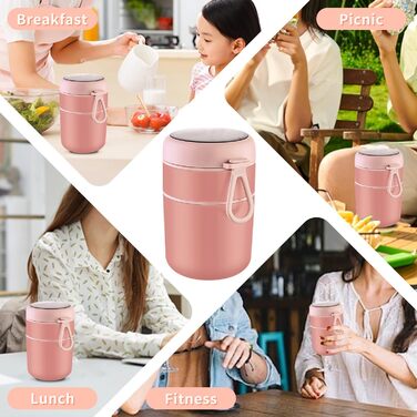 Стаканчик для пластівців 810 мл із складаною ложкою, рожевий ETOPER