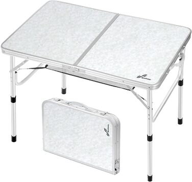 Складаний кемпінговий стіл з 2 рівнями висоти 90 х 60 см білий Sportneer