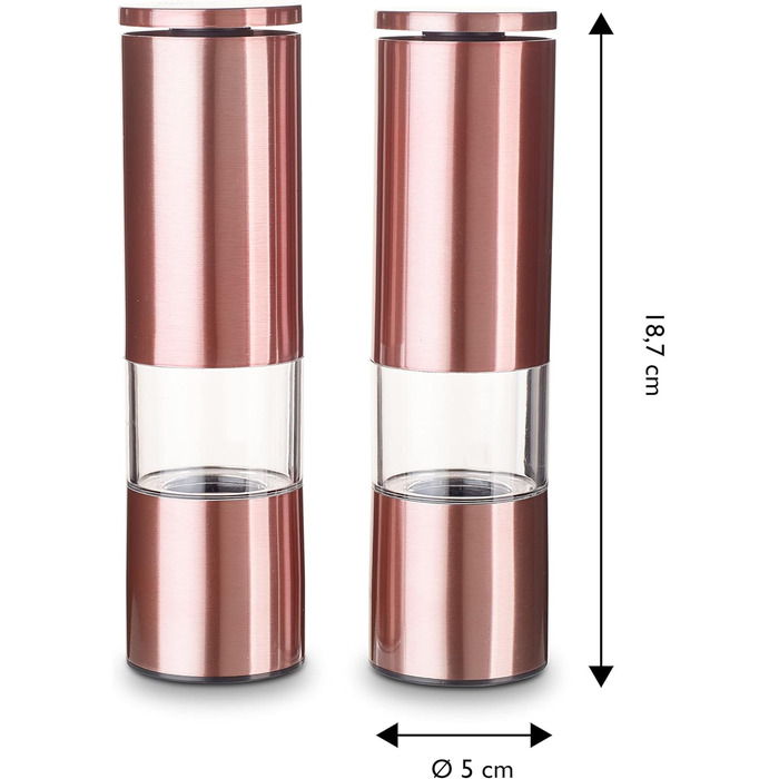 Набір млинків для спецій Echtwerk з 2 предметів, млинок для солі та перцю з високоякісної нержавіючої сталі з керамічним млином з ABS-пластику, ручний, для перцю, солі та чилі, (мідне виконання)