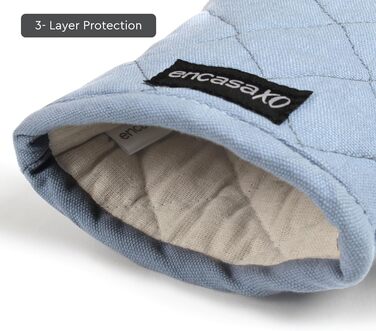 Рукавички для мікрохвильової печі Encasa Homes Extra Long (2 шт.) для кухні - Силіконові сріблясті термостійкі - Захищають руки від гарячого обладнання - (17x29 см, сірий та кобальтово-синій)