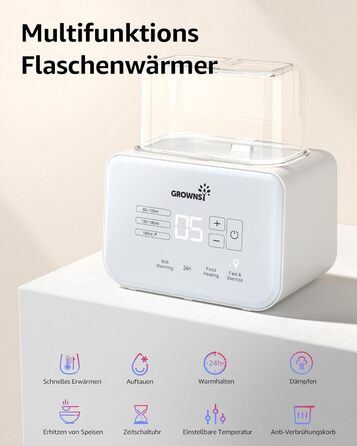 Підігрівач дитячих пляшечок 8 в 1 кремово-білий GROWNSY