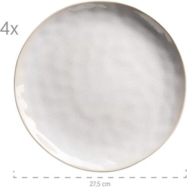 Серия MSER Frozen, Набор керамической посуды на 4 персоны, Комбинированный сервиз из 16 предметов с органическими формами, Сервиз с цветными крапинками, Керамогранит, Белый