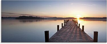 Настінний декор ARTland скляні картини настінна картина скляна картина цільна 40x40 см квадрат пляж море сонце Кариби природа пейзаж узбережжя схід сонця морський S7LE (причал заходу сонця, 125Д x 50Ш см)