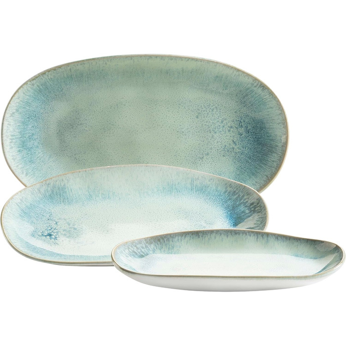 Набір сервірувальних тарілок Mser, керамограніт заморожений зелений, 39,0 x 21,0 x 25,0 сантиметрів бірюзово-зелений