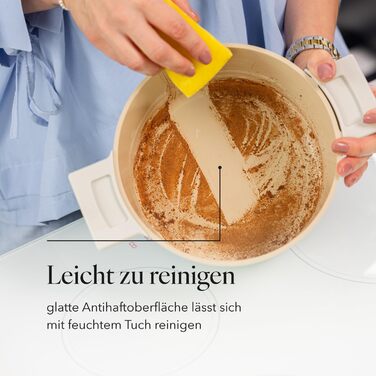 Алюмінієва каструля FLORINA 16 см 1,6 л Підходить для індукції Керамічне покриття, стійке до подряпин М&39яка ручка під дерево Термостійка Для всіх варильних поверхонь Легко миється (NUBE, 5,8 л - 24 см)