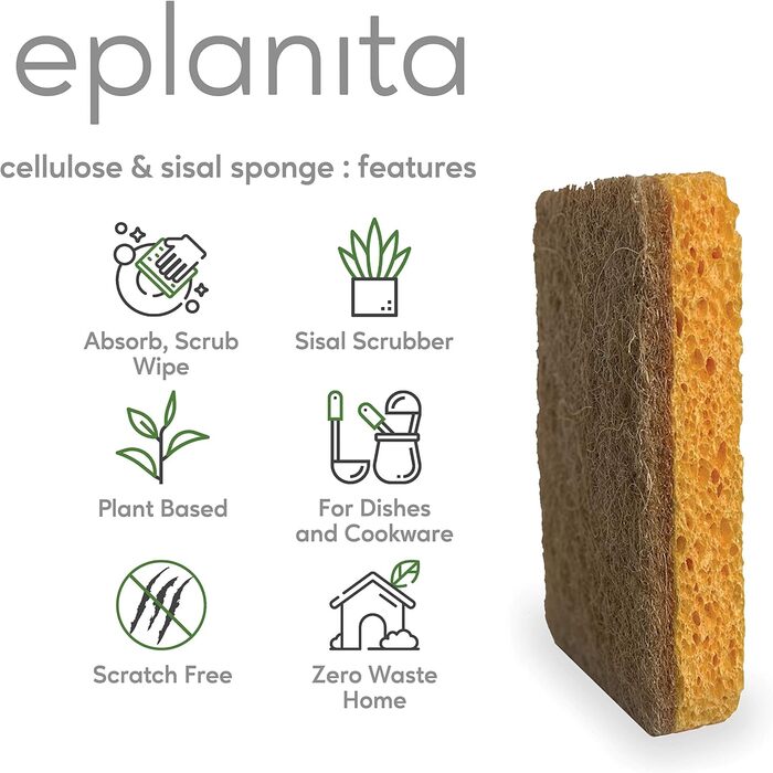 Набір натуральна целюлозна губка та сизалева губка 6 шт eplanita