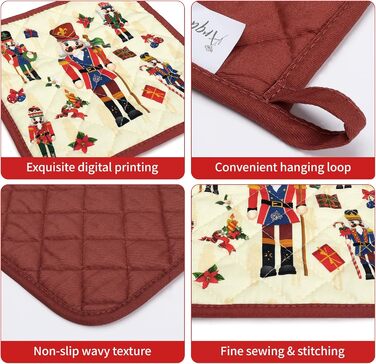 Набір з 2 кухонних рукавиць Arquiel з прихваткою та підставкою для каструль Gnome Autumn Orange Checked, 100 бавовняні кулінарні рукавички, термостійкі кухонні рукавички для приготування їжі, осінній декор, подарунки для жінок (різдвяний Лускунчик, прихва