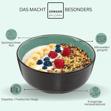 Кам&39яні миски для пасти 6 предметів, набір мисок для пасти на 6 осіб, набір мисок, придатний для миття в посудомийній машині та мікрохвильовій печі, велика багатофункціональна миска темно-сірого кольору 750 мл VALUE COLLECTION (Фіджі, миски 6 предметів)