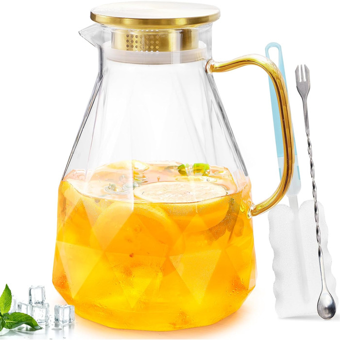 Скляний глечик для води з кришкою 2,2 л miudeco