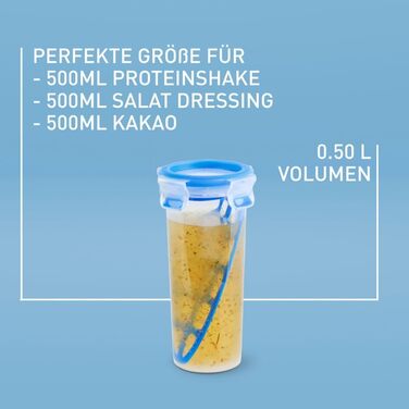 Набір контейнерів для зберігання продуктів EMSA Clip & Close, прямокутні, 5 x 0,8 л, коробки для зберігання, 100 герметичні, придатні для миття в посудомийній машині, морозильної камери та мікрохвильової печі, прозорі, сині, зроблені в Німеччині, N10307 (