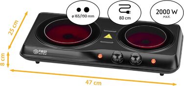 Інфрачервона варильна поверхня на 2 конфорки 2000 Вт TZS First Austria