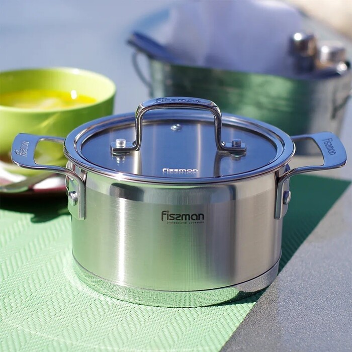 Каструля Fissman FOBUS 20x10 см /3,1 л  із скляною кришкою (5383)