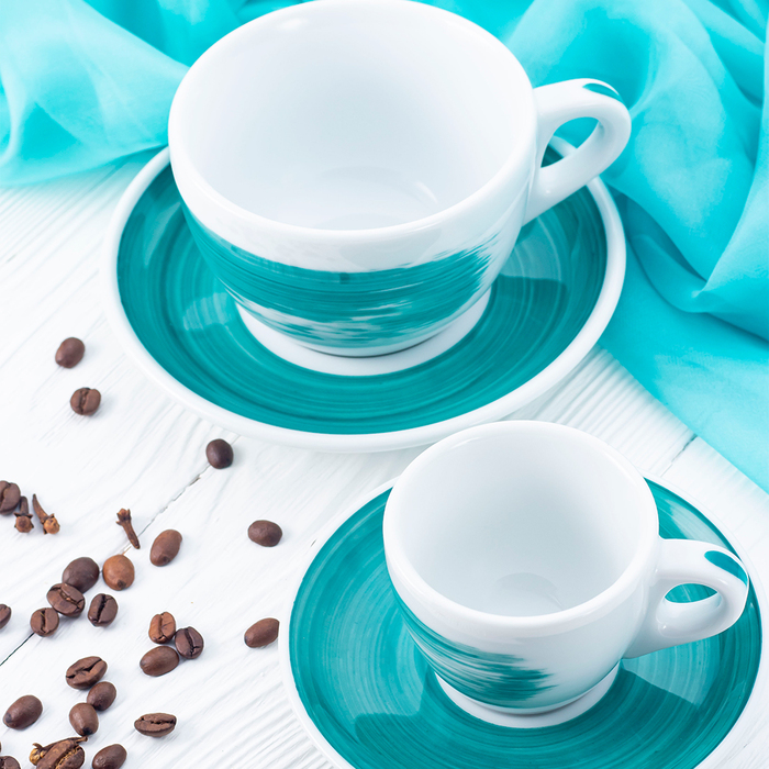 38446 Чашка cappuccino large 260 мл Green stroke B 'Verona Millecolori Hand Painted Brush stroke B G