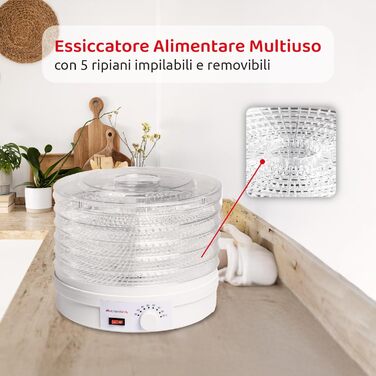 Дегідратор на 5 полиць 250 Вт, білий Melchioni