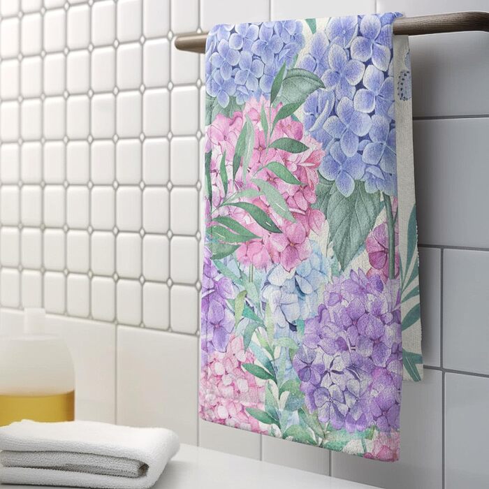 Різдвяні кухонні рушники Kwlegh, рушник для рук, різдвяна ялинка, цукерка-тростина, сніжинка, рушник для пальців, набір з 2 шт. , милий чоловічий банний рушник, високопоглинаючі рушники, 36 x (гортензія-метелик)