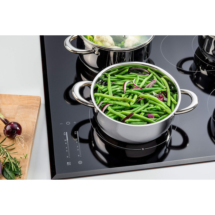 Набір з 4 каструль з нержавіючої сталі зі скляними кришками Linnuo