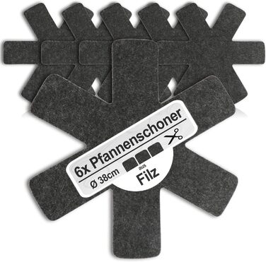 Набір з 6 фетрових підставок під гаряче 38 см, чорний Com-Four