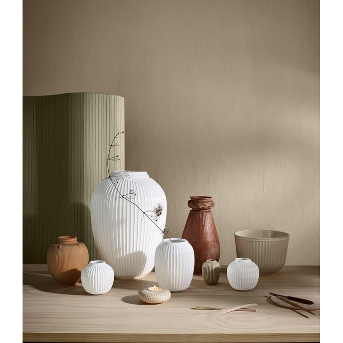 Ваза Hammershøi Данський дизайн для квітів ручної роботи, біла (висота 21 см, ширина 17 см, світло-блакитна)