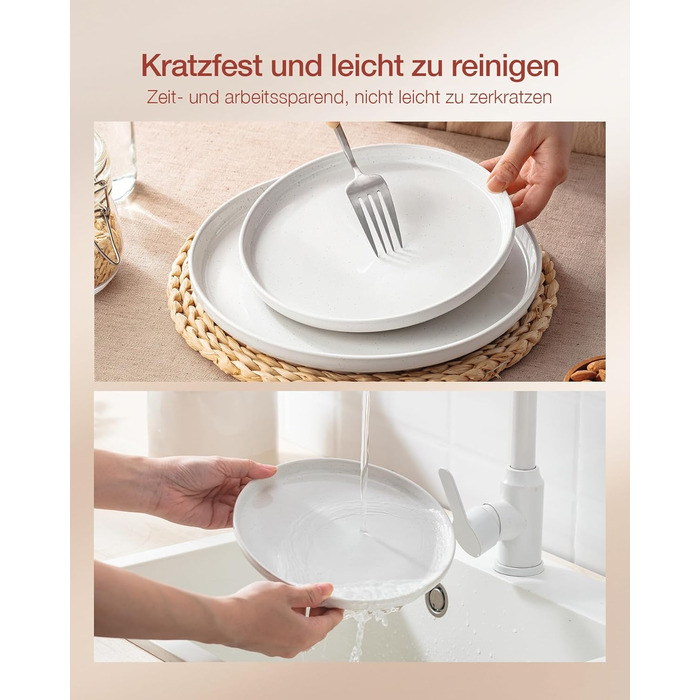 Набір посуду Richmount Nebula для 6 осіб, набір тарілок та мисок із 18 предметів, набір посуду з крапчастої кераміки, можна використовувати в мікрохвильовій печі та посудомийній машині, сервірування Nebula для 6 осіб (білий, сервірування Milkyway для 6 ос