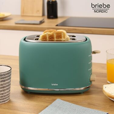 Электрочайник 1,7 л и тостер на 2 слота, набор 2 предмета, зеленый Nordic Briebe
