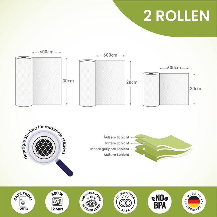 Рулони плівки 2 предмета 28 x 600 см culivac