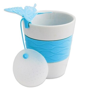 Стакан Fissman 280 мл с ситечком для заваривания чая БАБОЧКА (9320)