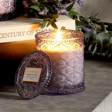 Ароматна свічка La Jole Muse у скляній свічці, подарунок для жінок, ароматичні свічки з сандаловим деревом для дому, час горіння 55 годин, 170 г. (Лаванда-бузок)