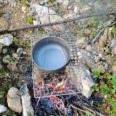 Безграничный Voyage Сверхлегкий Прочный Сверхмощный Титановый Древесный Уголь Барбекю Решетка Для Гриля На Открытом Воздухе Походы Кемпинг (Ti15149B)