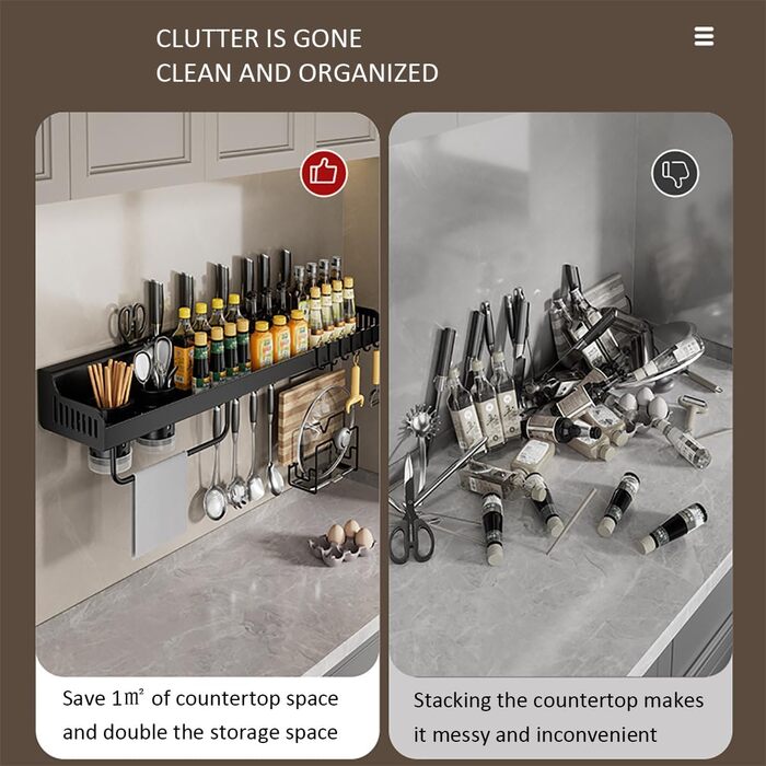 Настінний органайзер для кухонного приладдя 40 см RXRENXIA