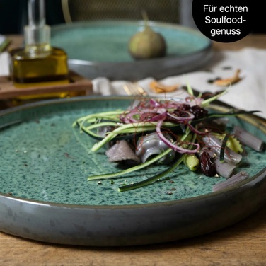 Набір з 4 обідніх тарілок 26 см, зелена реактивна глазур Moritz & Moritz