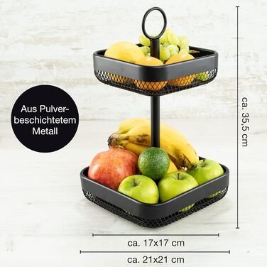 Подставка для фруктового торта Black Metal - Подставка для торта с корзиной с фруктами Black - Подставка для торта с фруктовой вазой Black Black Square