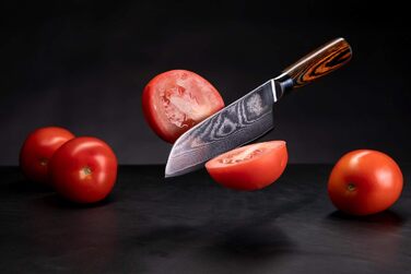 Нож сантоку 13 см, дамасская сталь Wolfblood