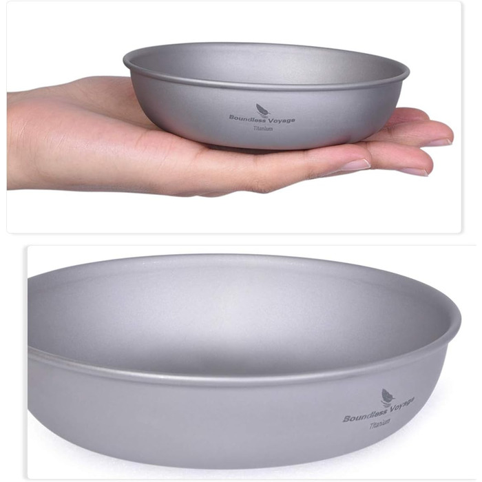 Безграничный Вояж Сверхлегкий Кемпинг Титановая Сковорода Посуда Тарелка С Сумкой Для Переноски Наружная Титановая Посуда и Измерительный Набор Приборов (Ti13136B)