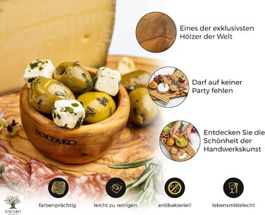 Высококачественный набор мини-чаш для дипа из эксклюзивного оливкового дерева - набор чаш для тапас - маленькая средиземноморская чаша для оливок и соусов барбекю - чаша для соусов для соуса - Ø 6 см Набор 2 Ø6 см, 2